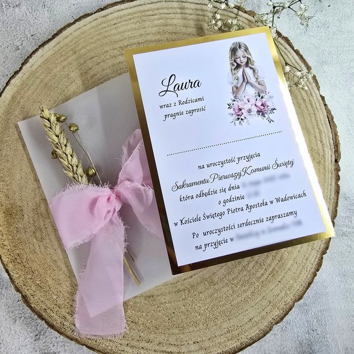 Personalizowane zaproszenia na komunię chrzest roczek ślub