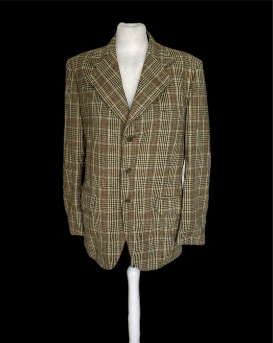Marynarka męska Maenson Vintage 70s L  kratka 100% wełna