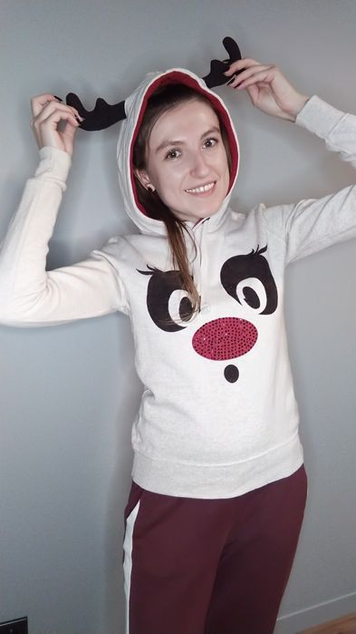 Різдвяна, зимова толстовка, байка, худі з оленями та ріжками NEW LOOK