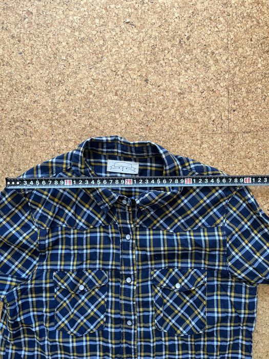Camisa Flanela aos Quadrados Azul e Amarelo M