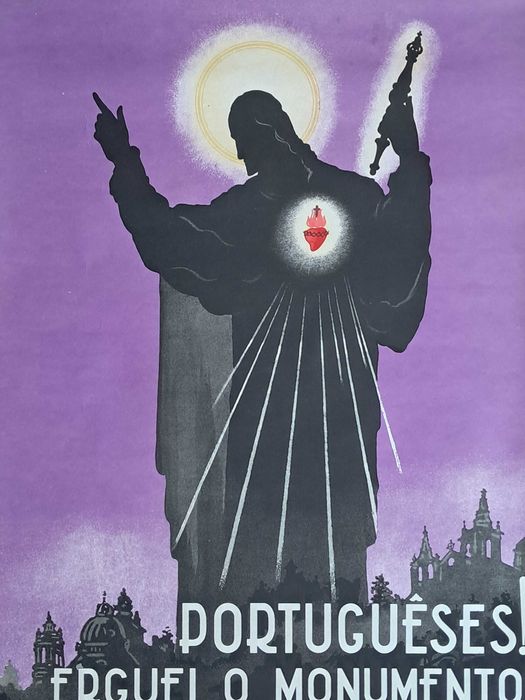 Portugueses! Erguei o Monumento ao Cristo-Rei 1938 Cartaz Original Poster