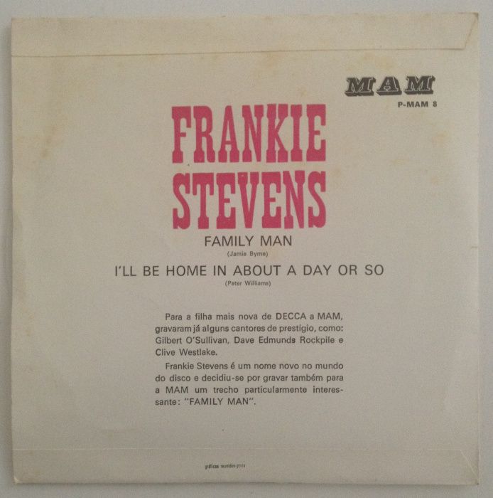 Disco vinil Frankie Stevens – Family Man ‎(7", Single)