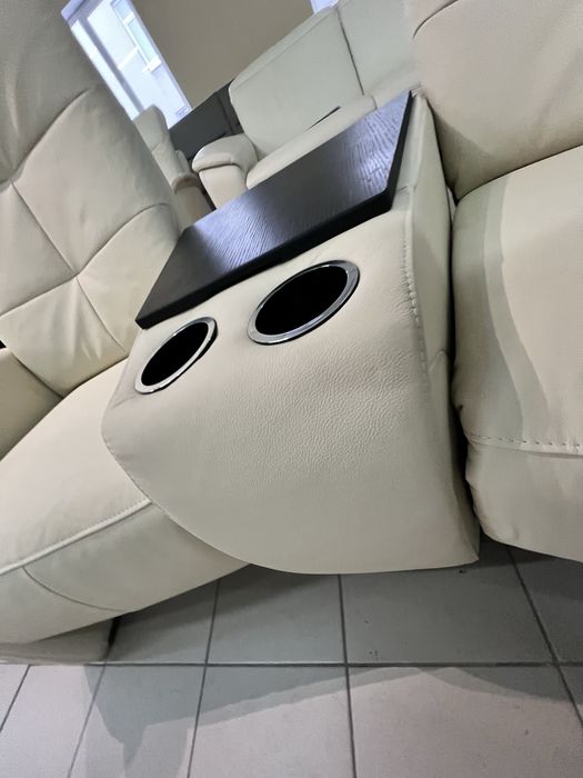 Диван шкіряний трійка реклайнер з бариком механічно регульваний