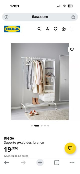 Varão para cabides/roupa Rigga do Ikea