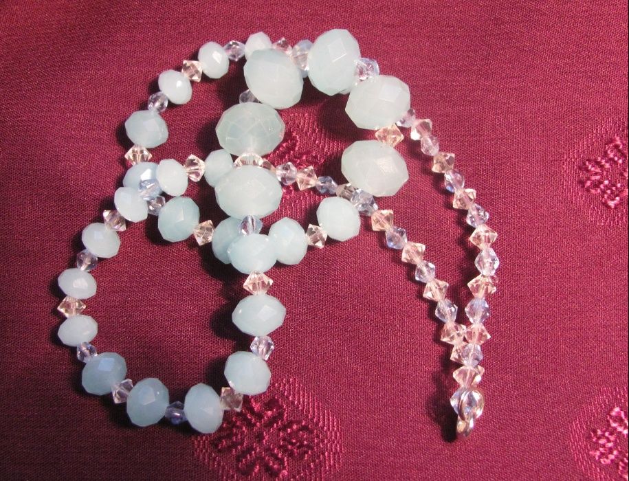 Голубые бусы-ретро, индийские самоцветы