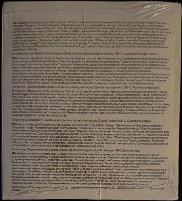 SmartGoggles Therabody- óculos de recuperação- novos, 3 anos garantia