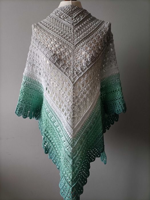 Chusta Ombre, ręcznie robiona na szydełku, szydełko, Handmade