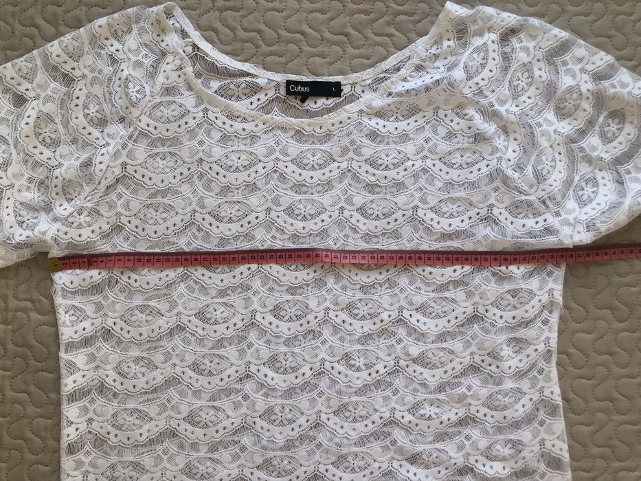 Ażurowa boho koszulka bluzka biała festiwal koncert L Cubus