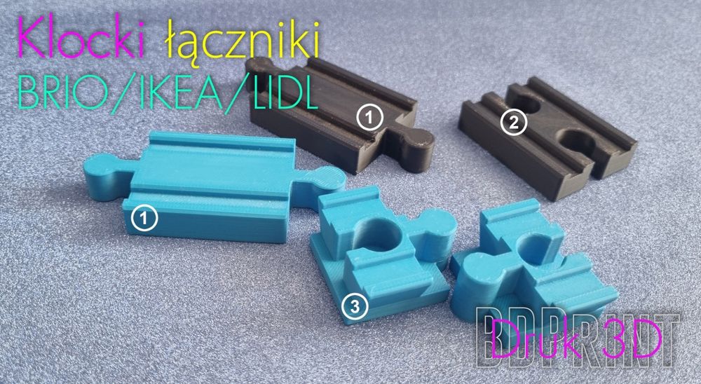 Łączniki 3D do torów kolejki BRIO/LIDL/ IKEA