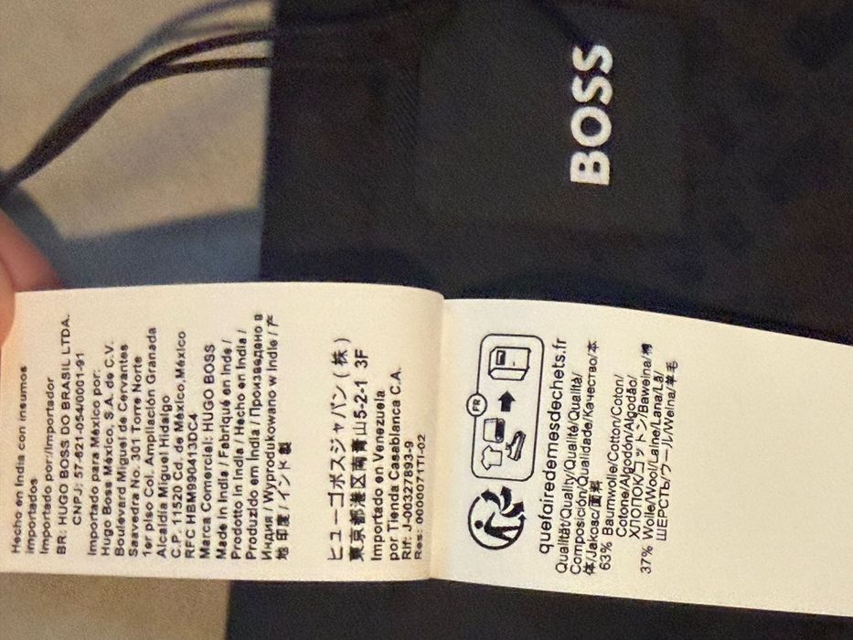 Szal Boss Hugo Boss czarny bawełna + wełna