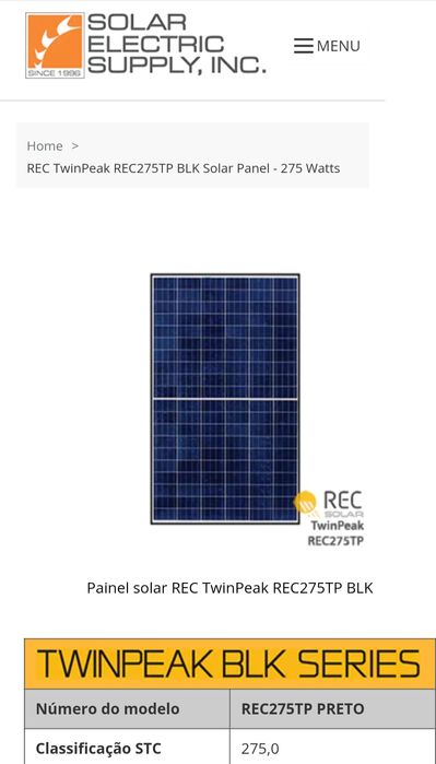 150 Painéis solares fotovoltaicos 167cmx99cm 275W