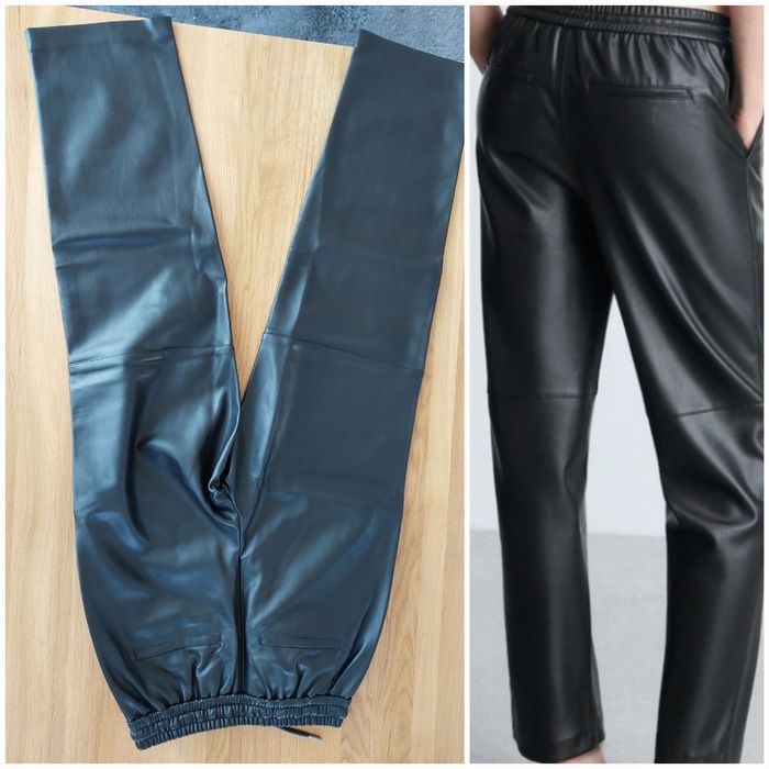 Spodnie ze sztucznej skóry z elastycznym pasem