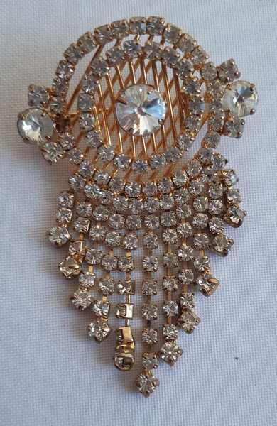 Брошь винтажная металл Водопад 11 струй ЧССР