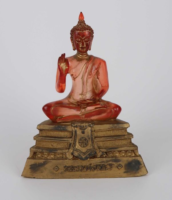 Buda Tibetano em Resina Ambar Transparente