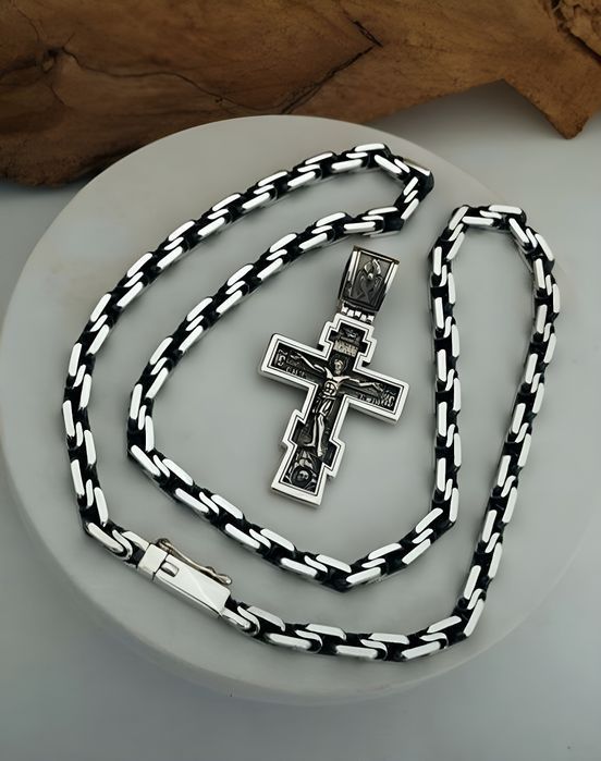 Срібний ланцюжок+хрестик набір цепочка серебряная+крестик набор 925