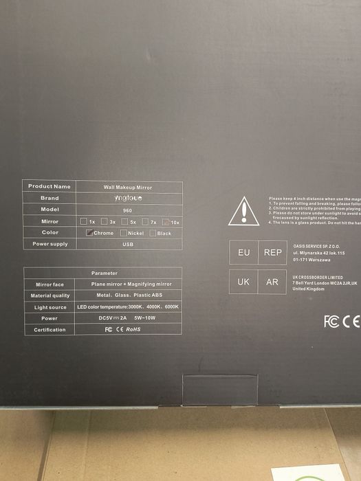 Yingtue ścienne lusterko kosmetyczne LED