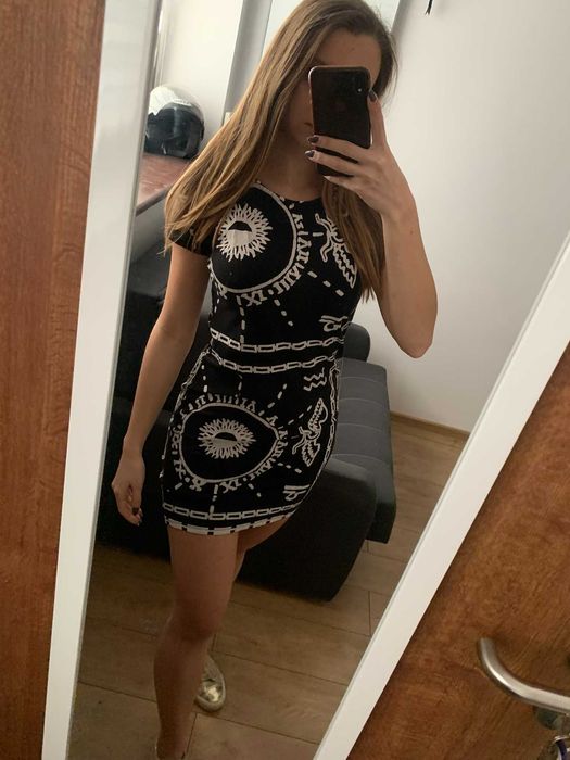 Czarna sukienka w azteckie wzory Asos - rozmiar 40