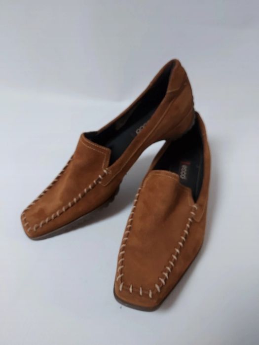 Brązowe mokasyny ze skóry zamszowej Ecco 37 wkładka 25,5 cm