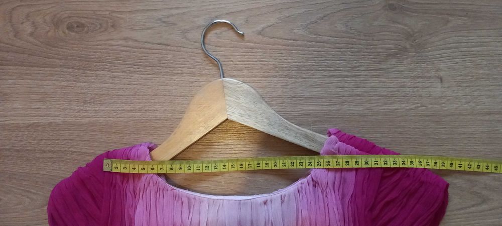 Vestido mini/ túnica ombré em seda rosa design francês T38