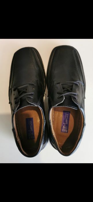 Skórzane Buty Męskie Lekkie Wygodne Czarne M 193