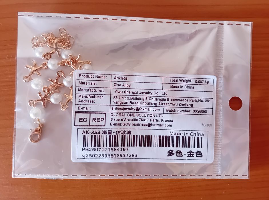 Pulseira Nova de tornozelo