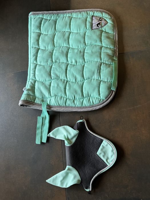 Mietowy czaprak+nauszniki