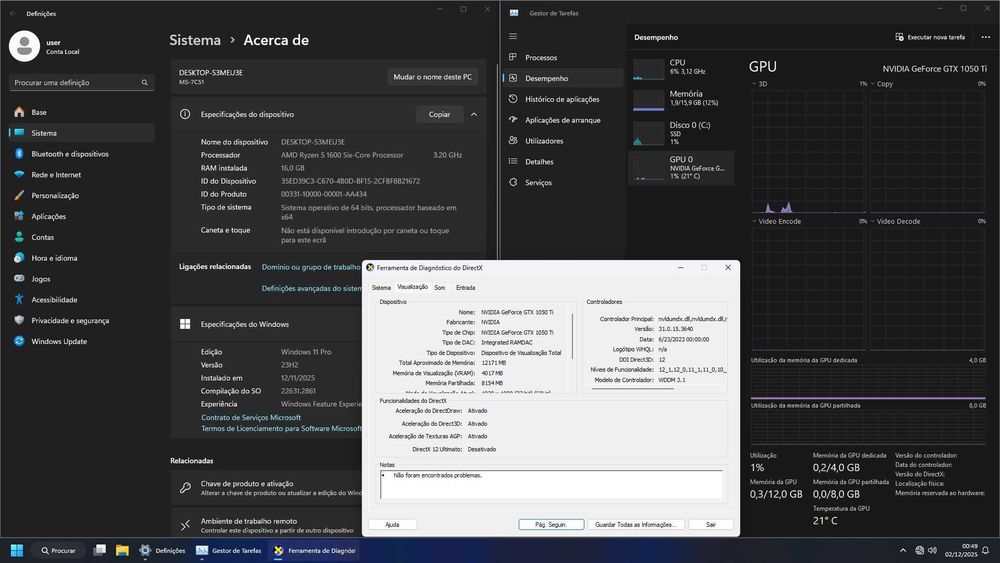 PC gaming ryzen5 16GB RAM GTX1050Ti