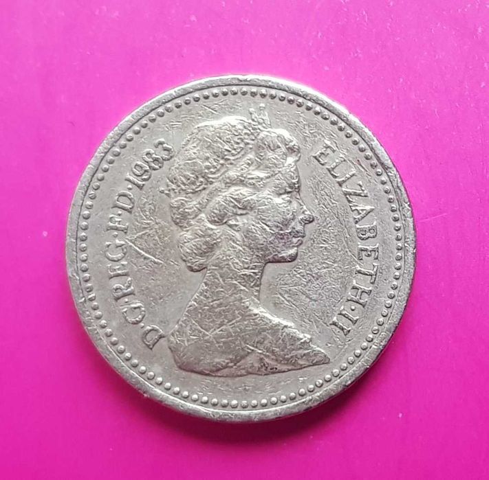 Один фунт, one pound 1983, Велика Британія  170 грн.