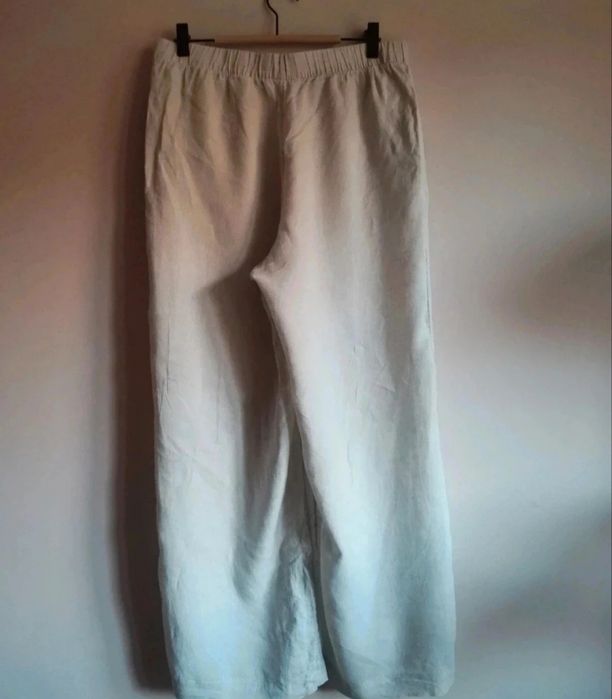 Lniane spodnie z szerokimi nogawkami H&M
