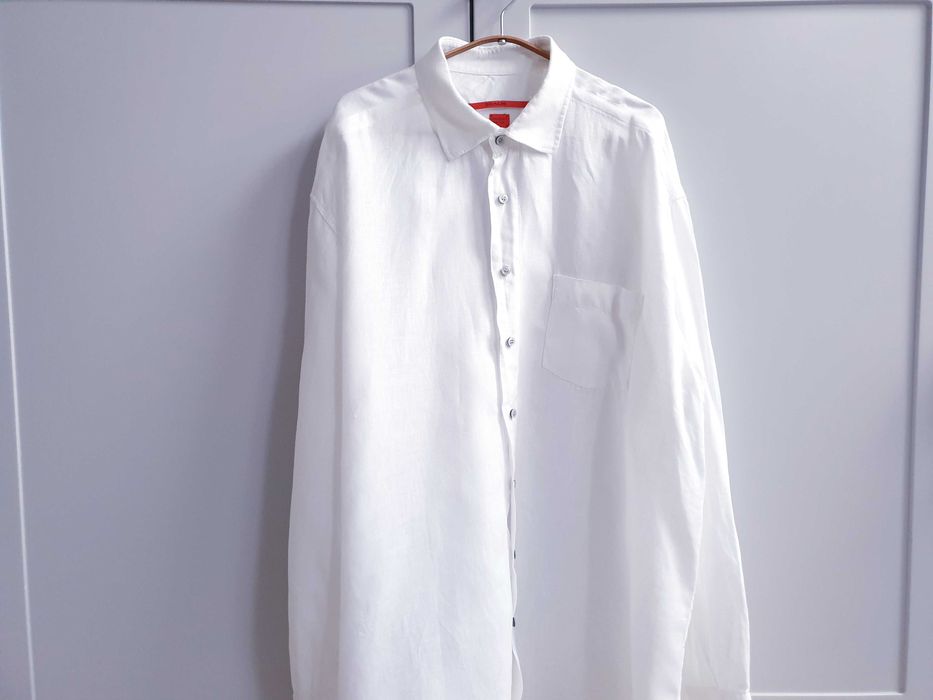 Biała lniana koszula męska 100% len Signum 2XL XXL