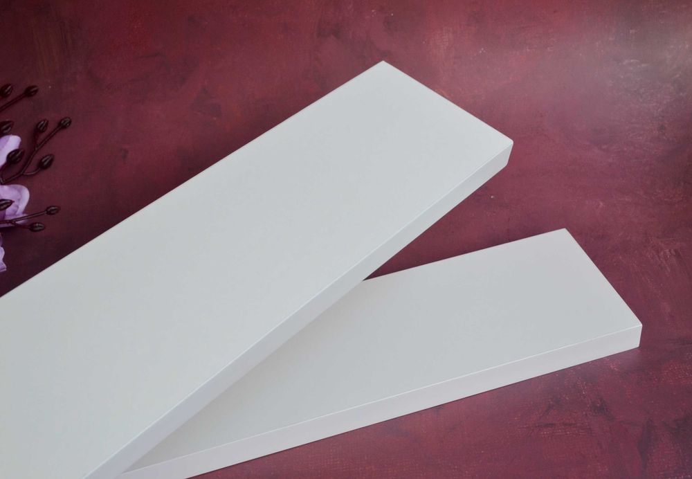 Біла пряма полка, настенная декоративная гладкая полочка