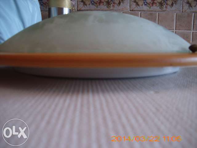 Candeeiro deTecto em Vidro Branco e Madeira
