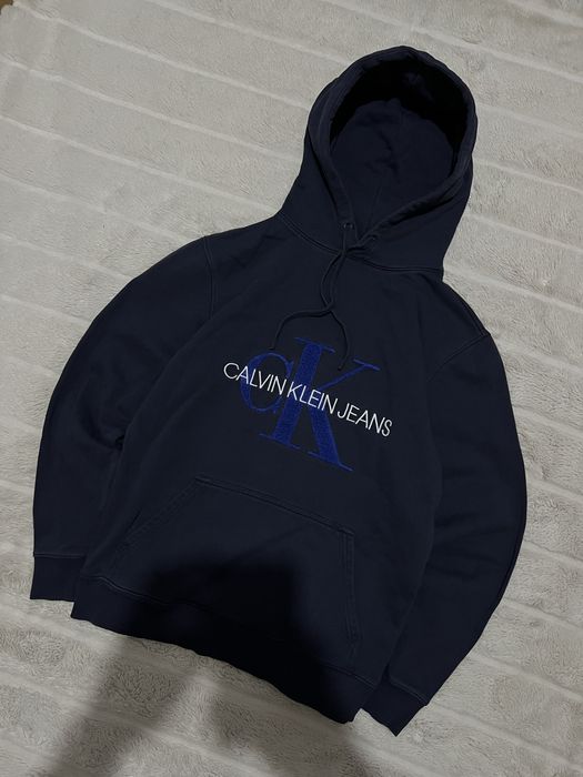 CALVIN KLEIN JEANS (S) Hoodie худи мужское темно-синее оригинал унисек