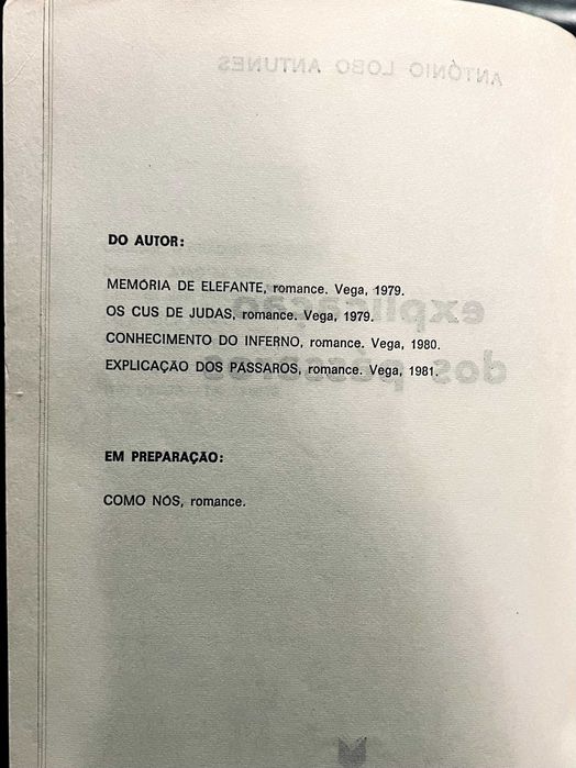Explicação dos Pássaros (1ª Edição, 1981) - António Lobo Antunes