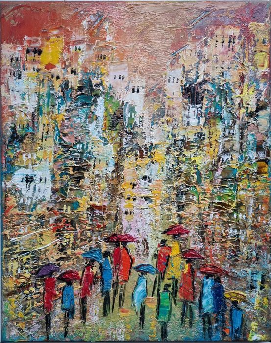 Obrazy olejne 30x24 gruba faktura farby RÓŻNE