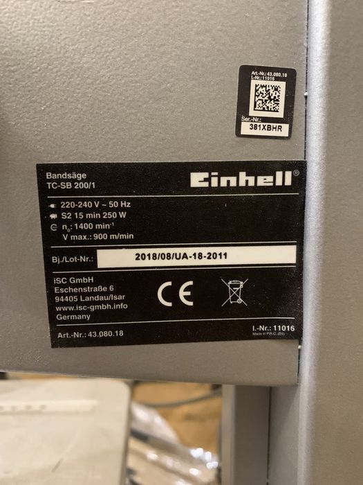 Стрічкова пила, ленточна пила Einhell TC-SB 200/1