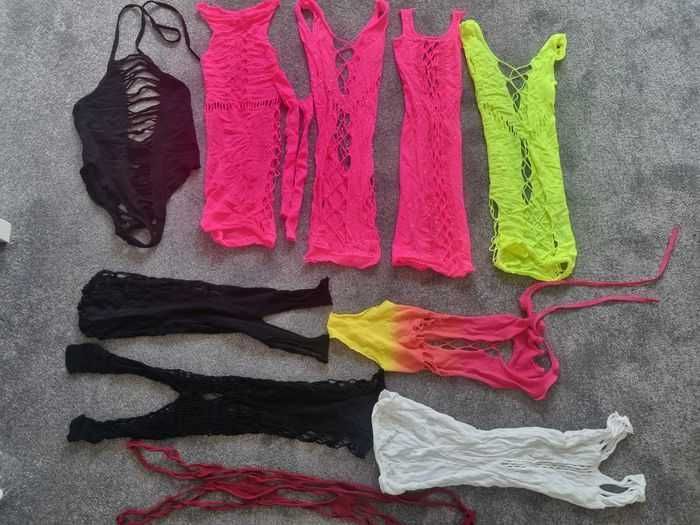 Body sukienki fishnet neon bielizna zestaw