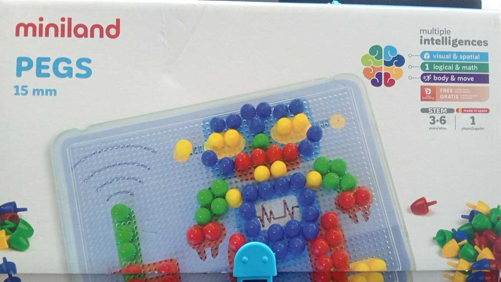 Jogo Educativo Miniland Pegs 15mm +160 Pinos