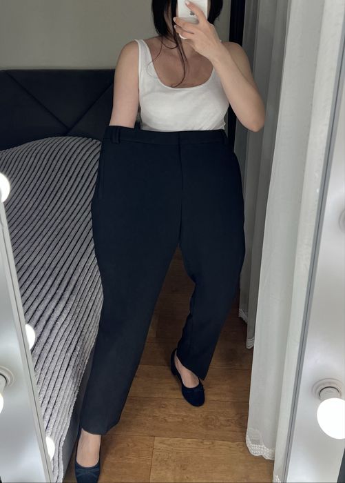 18 розмір базові батал завужені чорні штани брюки висока посадка