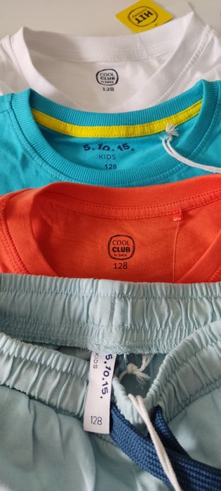 Nowe koszulki i spodenki chłopięce, 128