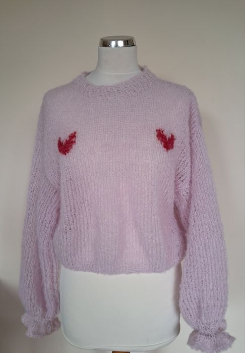 Uroczy sweterek Serduszka.Handmade.