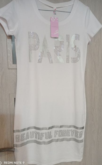 Sukienka biała z cyrkoniami