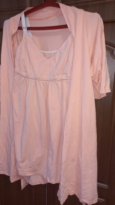 Комплект для вагітних та годування груддю нічна сорочка та халат