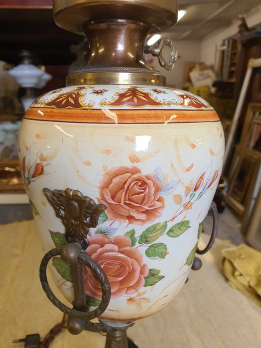 Lampa porcelana, mosiądz 66 cm