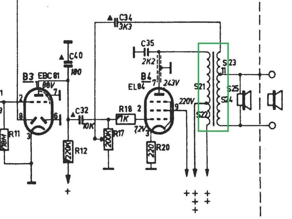 Transformador de saída de audio da Philips para válvula EL84 ou ECL82