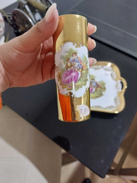 Prato + suporte de velas Bavaria com 22k de ouro