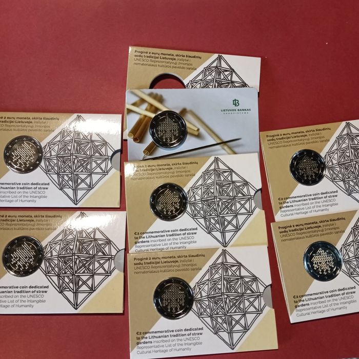 Moeda Coincard Lituânia 2024 , jardins de palha