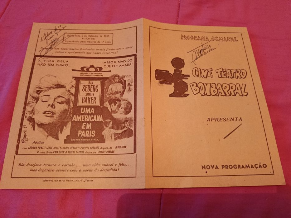 Cine-Teatro do Bombarral (panfletos anos 60) Relíquia