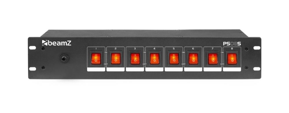 Painel de interruptores 19" 2U 8 canais c/ soquetes Schuko PS08S BEAMZ