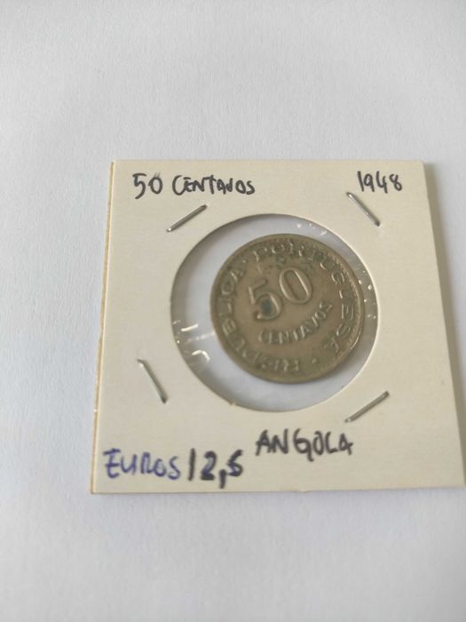 Moeda 50 centavos niquel 1948 Angola